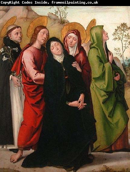 Juan de Borgona The Virgin, Saint John the Evangelist, two female saints and Saint Dominic de Guzman.